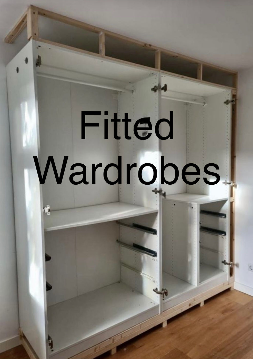 Fitted wardrobes with shelves and hanging rails
